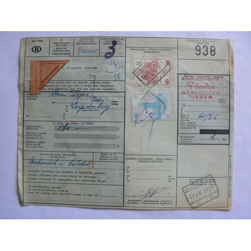 Bulletin D'expédition Des Chemins De Fer De Belgique. Année 1963