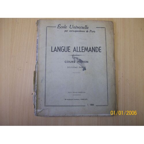 Langue Allemande Cours Moyen Deuxieme Partie