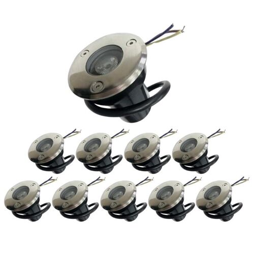 Spot Extérieur Encastrable Led Ip65 220v Sol 3w 45° - Pack De 10 / Blanc Froid 6000k - 8000k