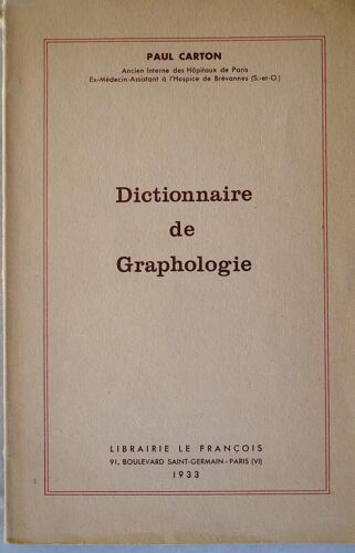 Dictionnaire De Graphologie
