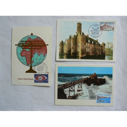 Lot De 3 Cartes Postales "Premier Jour", Congrès International De L' Uer (4/03/1967), Biarritz (25/09/1976) Et Château D' Esquelbecq (17/06/1978)