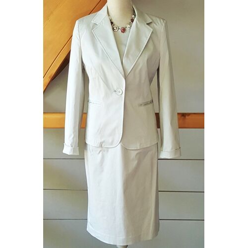 Veste + Robe Cyrillus Taille 42 Beige Coton Stretch Doublé
