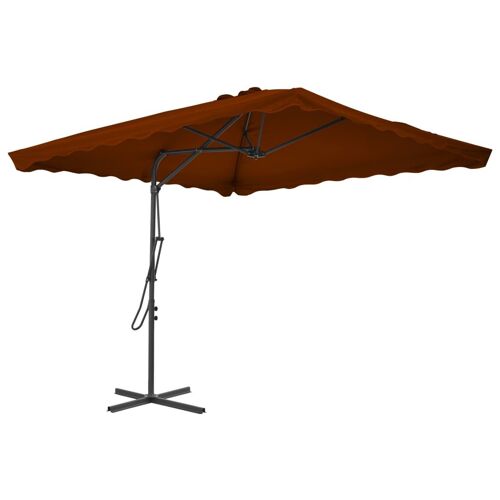 Parasol D'extérieur Avec Mât En Acier 250 X 250 X 230 Cm Orange Foncé Helloshop26 02_0008209