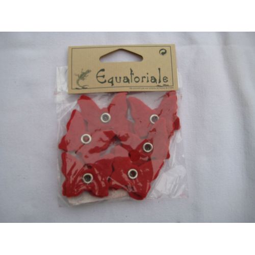 12 Papillons Rouges En Feutrine