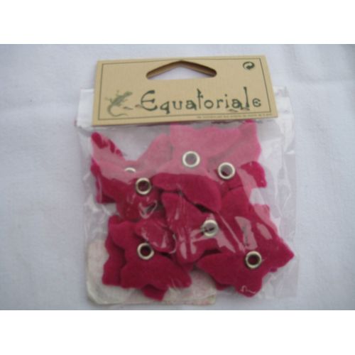 12 Papillons Fuschia En Feutrine
