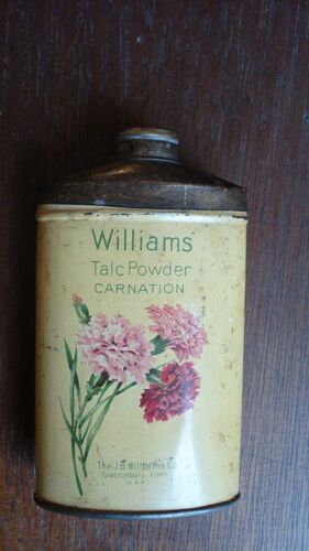 Ancienne Boite Metal Tole Talc "Williams Talc Powder Carnation" Tin,Ca1910.