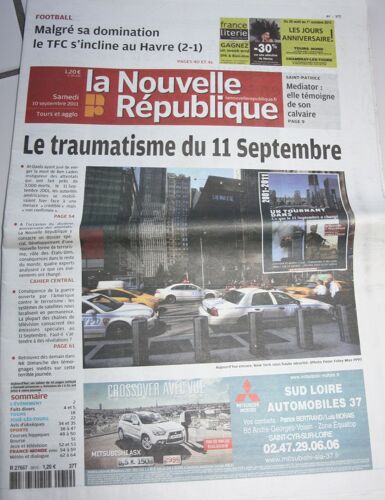 La Nouvelle République 37  N° 20335 (10/09/2011): Le Traumatisme Du 11 Septembre / Rwanda / Énergie