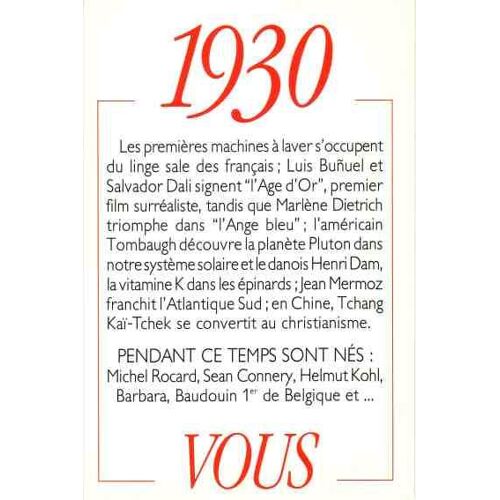 1930 Anniversaire : Principaux Événements De Votre Année De Naissance