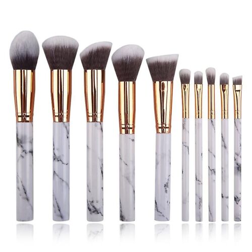 Maquillage Pinceaux Marbre Motif Professionnel Maquillage Pinceau Set Kabuki Fond De Teint Mélange Correcteur Oeil Visage Liquide Poudre Crème Pinceaux Ensembles (10 Pièces) 