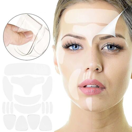 16pcs Silicone Anti Rides Visage Pad Front Cou Eye Patches Set Réutilisable
