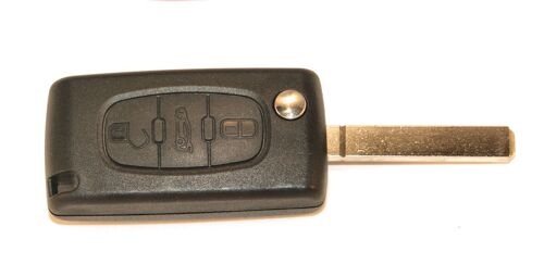 Psa307 Coque De Cle Electronique Et Lame 7mm Citroen-Peugeot 3 Boutons Bouton Coffre Pile Sur Coque
