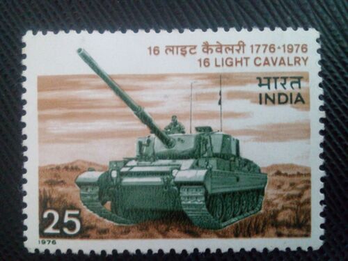 Timbre Inde Y T 472 Bicentenaire Du 16e Régiment De Cavalerie Légère 1976 ( 030407 )