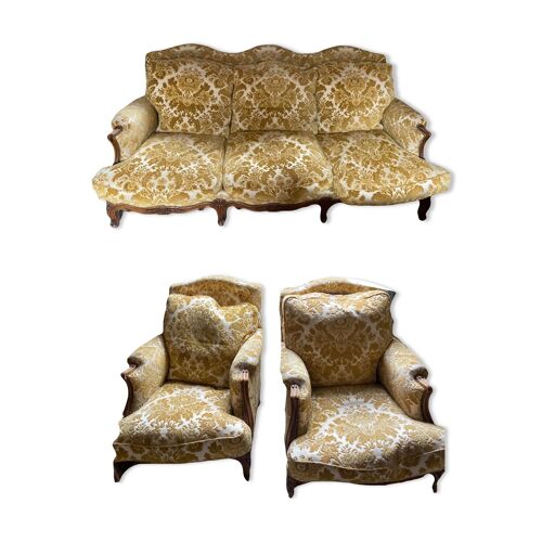 2 fauteuils et canap style napolonien dore