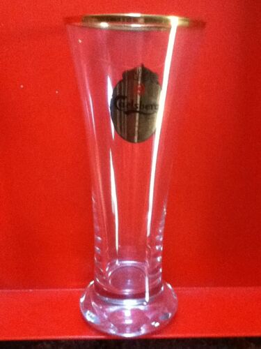 Carlsberg -Verre À Bière Ancien (Flûte) 25 Cl - Bord Et Logo Dorés.