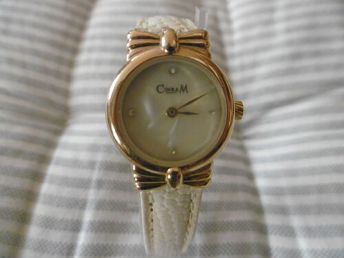 Montre Femme Ou Ado Affichage Analogique Quartz Cadran Doré Bracelet Marron Clair Cofram/Dauteuil C048a01