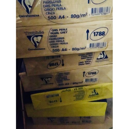 Lot De 5 Rames 500 Feuilles Papier 80 Gr Gris Perlé Clairefontaine