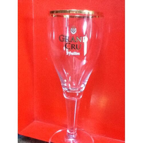 Saint Feuillien -Grand Cru Verre À Bière Sur Pied (Flûte) 25 Cl - Sigle Et Bords Dorés
