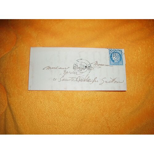 Lettre De 1872 / Louviers Vers Destination A Identifier / 2 Cachets 1 Louviers 1 A Identifier /. /.Timbre Type Ceres 25c. Bleu Avec Obliteration 2105