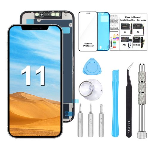 Ecran Lcd Complet Pour Iphone 11 - Vitre Assemblés Tactile + Écran Lcd + Étui + Outils + Joint Étanche