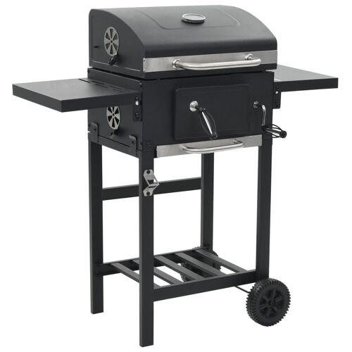 Gril De Barbecue Au Charbon De Bois Et Étagère Inférieure Noir