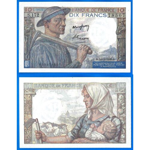 France 10 Francs 1949 Mineur Billet Franc Frc Frs Frc