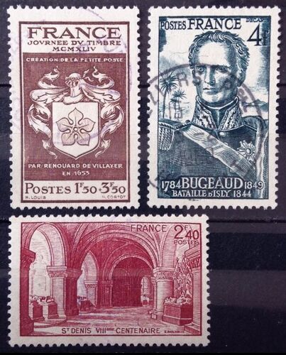 Basilique Saint-Denis 2f40 Rouge-Brun (N° 661) + Bugeaud 4f Gris-Vert (N° 662) + Journée Timbre 1944 - Renouard 1f50+3f50 Brun (N° 668) Obl - France Année 1944 - Brn83 - N30469