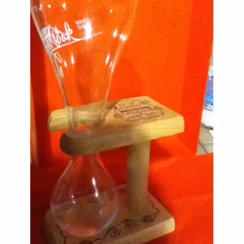 Verre À Kwack - 25 Cl Support Bois - Verre Émaillé Blanc -