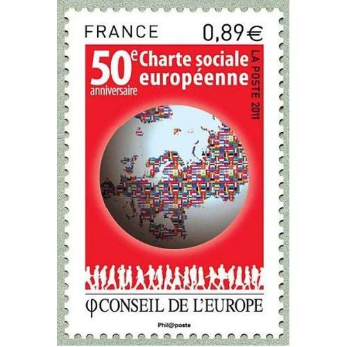 France 2011, Très Beau Timbre Neuf** Luxe De Service Du Conseil De L'europe, Yvert 150 Cinquantenaire De La Charte Sociale Européenne.
