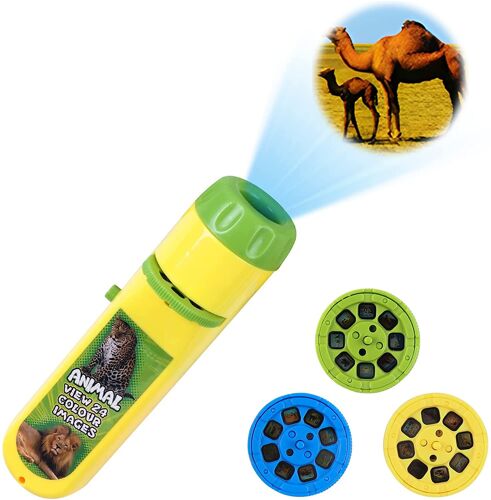 Lampe Torche Et Projecteur Animal Avec 3 Disques 24 Images, Jouet Lampe De Poche Projecteur Histoire Pour Enfant De 3 Ans Et Plus