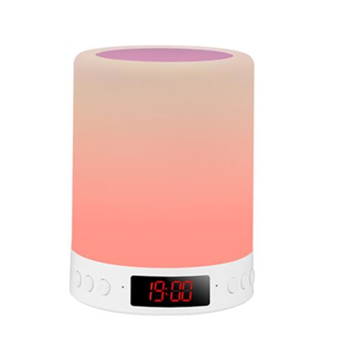 haut-parleur BT LED, veilleuse numérique sans fil, tactile, contrôle des couleurs, 7 couleurs, multifonction avec réveil FM