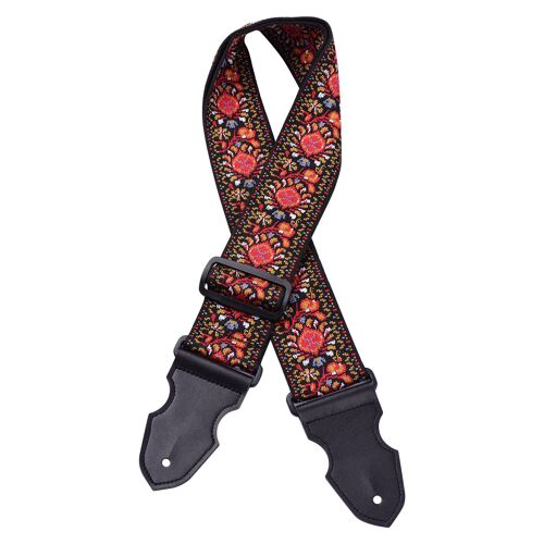 Sangle de guitare réglable, large et allongée, 6cm, Jacquard, tissage, ceinture d'épaule avec plectres de guitare, sangle, bouton de verrouillage, poupée