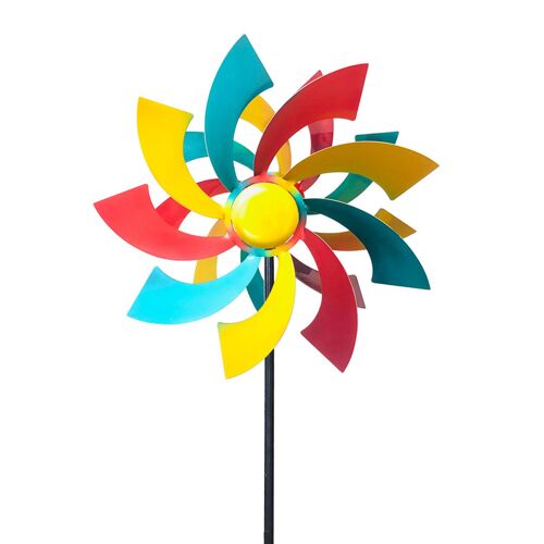 Moulin à vent en métal coloré avec piquet, Sculpture d'extérieur, pour pelouse, jardin, nouvel arrivage