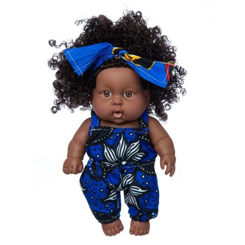 Poupée Afro-Américaine Noire 8 Pouces Pour Bébés Filles, Avec Bandeau, Barboteuse Orange, Poupées De Jeu Pour Enfants, Cadeau Parfait
