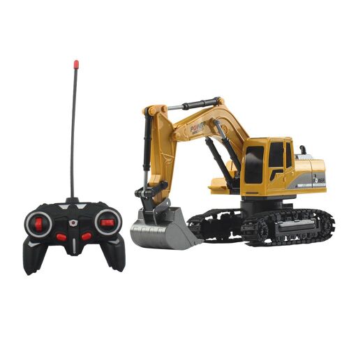 Jouet De Mini Bulldozer Et Camion À Décharge Avec Grue, Pelle En Plastique, Véhicule Électrique Télécommandé En Alliage D'échelle 1:24 À Offrir En Cadeau