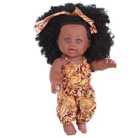 Poupée de bébé pour fille de 35cm, Simulation de renaissance afro-américaine, noir, entièrement émaillé, jouets en caoutchouc souple réaliste