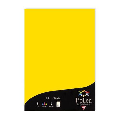 Clairefontaine Pollen - Jaune intense - A4 (210 x 297 mm) - 210 g/m² - 25 feuille(s) papier coloré
