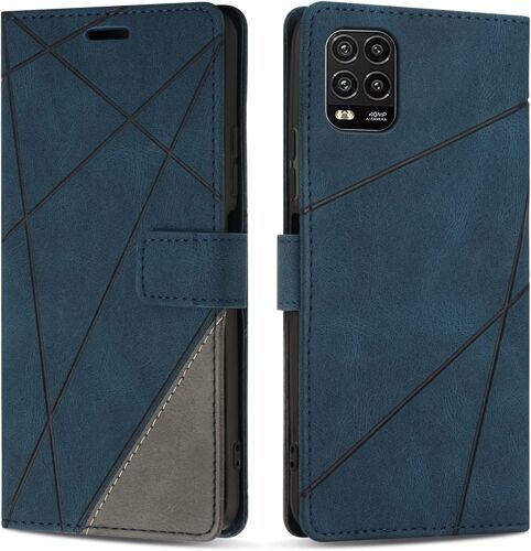 Coque pour Xiaomi 10 Lite 5G, Protection Housse en Cuir PU Portefeuille Livre pour Xiaomi 10 Lite 5G, Emplacements Cartes, Bleu