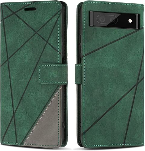 Coque Pour Google Pixel 6a, Housse En Pu Portefeuille Livre Pour Google Pixel 6a, Emplacements Cartes, Vert