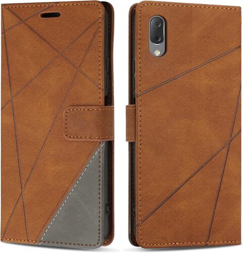 Coque Pour Sony Xperia L3, Protection Housse En Cuir Pu Portefeuille Livre Pour Sony Xperia L3, Emplacements Cartes, Marron