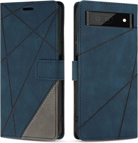 Coque pour Google Pixel 6A, Housse en PU Portefeuille Livre pour Google Pixel 6A, Emplacements Cartes, Bleu