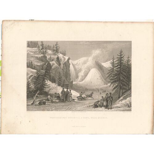 Gravure Anglaise Sur Acier Xixème(1835) /Montmorency Waterfall & Cone,Near Quebec