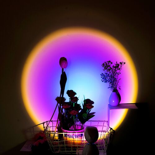 Lampe De Table Rotative À 360 Degrés Avec Usb, Décoration De Fête, Salon, Chambre À Coucher, Coucher De Soleil Arc-En-Ciel, Lampe D'ambiance