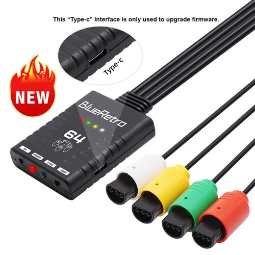 Adaptateur 1 À 4 De Manettes Sans Fil N64 Pour Nintendo 64, Compatible Avec Ps5, Switch, Ps4, Xbox, Flambant Neuf