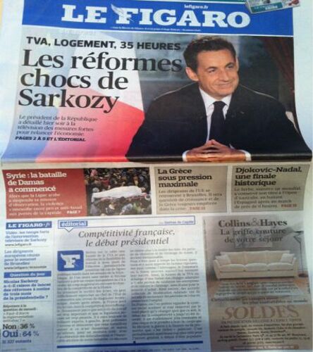 Le Figaro 20993 /Les Réformes Chocs De Sarkosy /Les Secrets De L.Amour Qui Dure