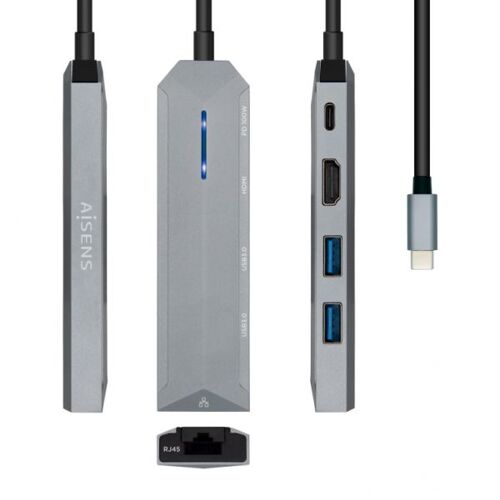 AISENS ASUC-5P003-GR station d'accueil Avec fil USB 3.2 Gen 1 (3.1 Gen 1) Type-C Gris