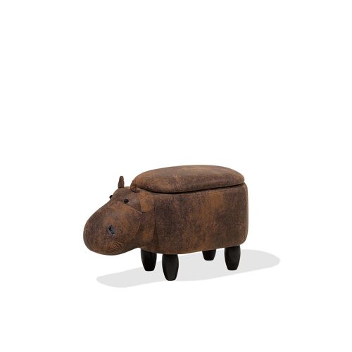 Tabouret enfant en cuir PU marron HIPPO