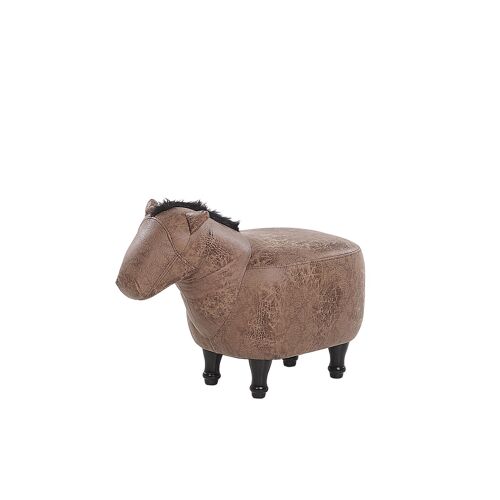 Tabouret enfant en cuir PU marron HORSE