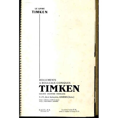Le Livre Timken Roulements A Rouleaux Coniques Catalogues Et Fiches Tecniques
