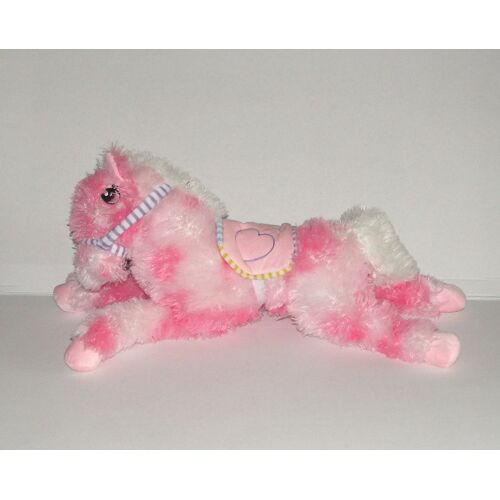 Peluche Cheval Ou Poney Rose Et Blanc Tous Doux(36cm)