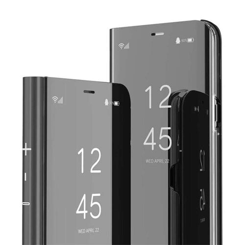 Etui Xiaomi Redmi Note 8 Pro Etui Flip Cover Boîtier De Miroir Support Pliable Intégré Étui De Protection Anti-Chute À 360 Degrés (Noir)